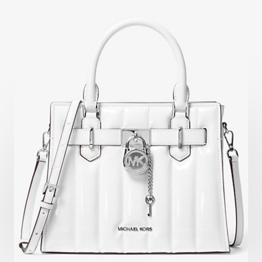 White Michael Kors Hamilton purse